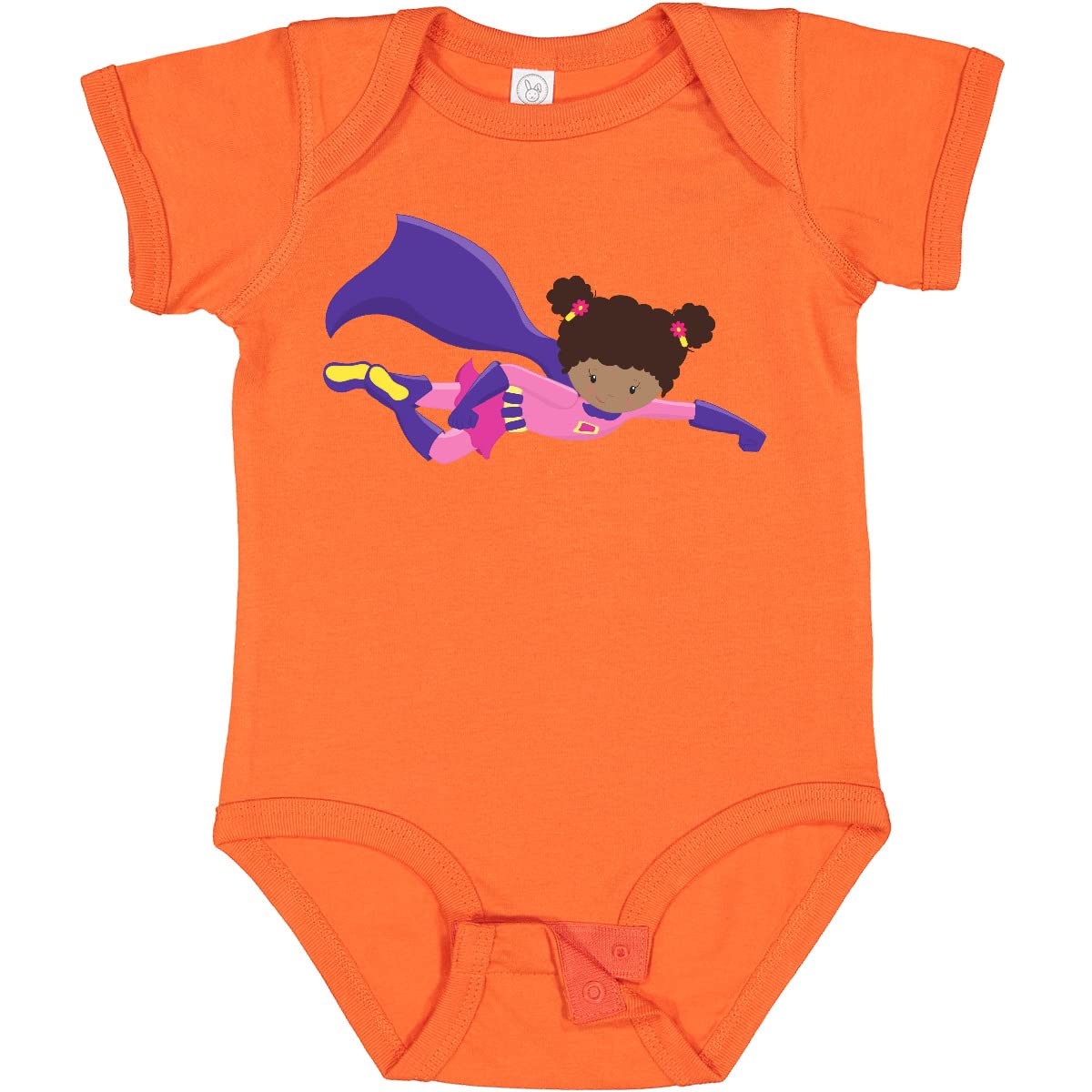 Inktastic African American Superhero Girl with Cape Baby Bodysuit - Cute Outfit for Infants, Toddler Costume, Birthday Gift & Photo Shoot Outfit