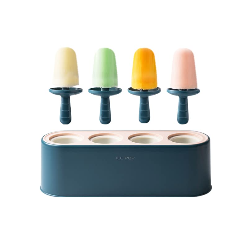 4-Pack Silicone Popsicle Molds with Easy Release - Reusable Ice Cream & Ice Pop Makers for DIY Homemade Treats (Dark Blue) - Perfect for Summer Parties, Kids Snacks & Healthy Frozen Desserts