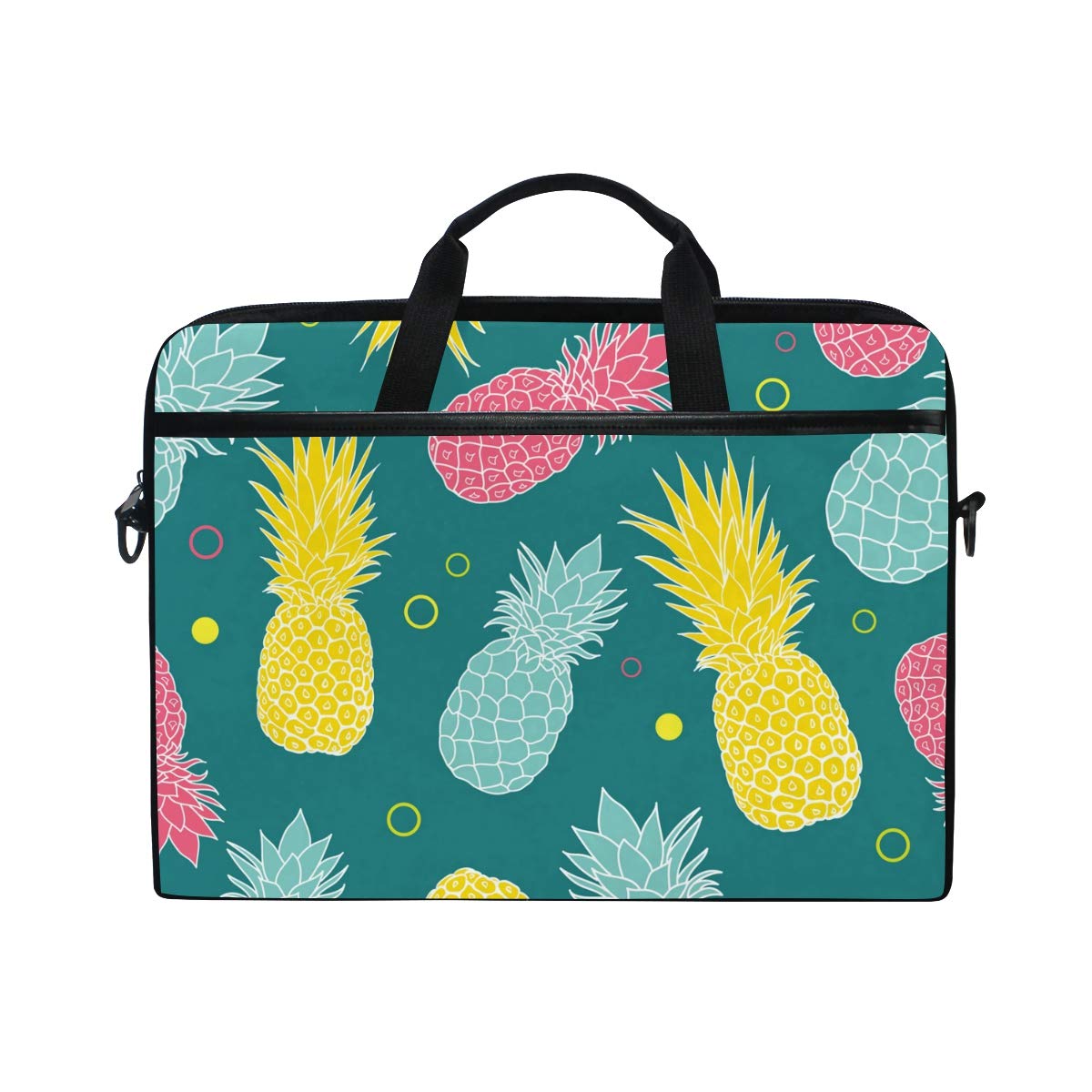 VIKKO Summer Colorful Pineapples Laptop Sleeve for 11.6-14 Inch Laptops, Tablets & Ultrabooks - Stylish Shockproof Computer Case with Adjustable Shoulder Strap - Perfect for Work, School & Travel