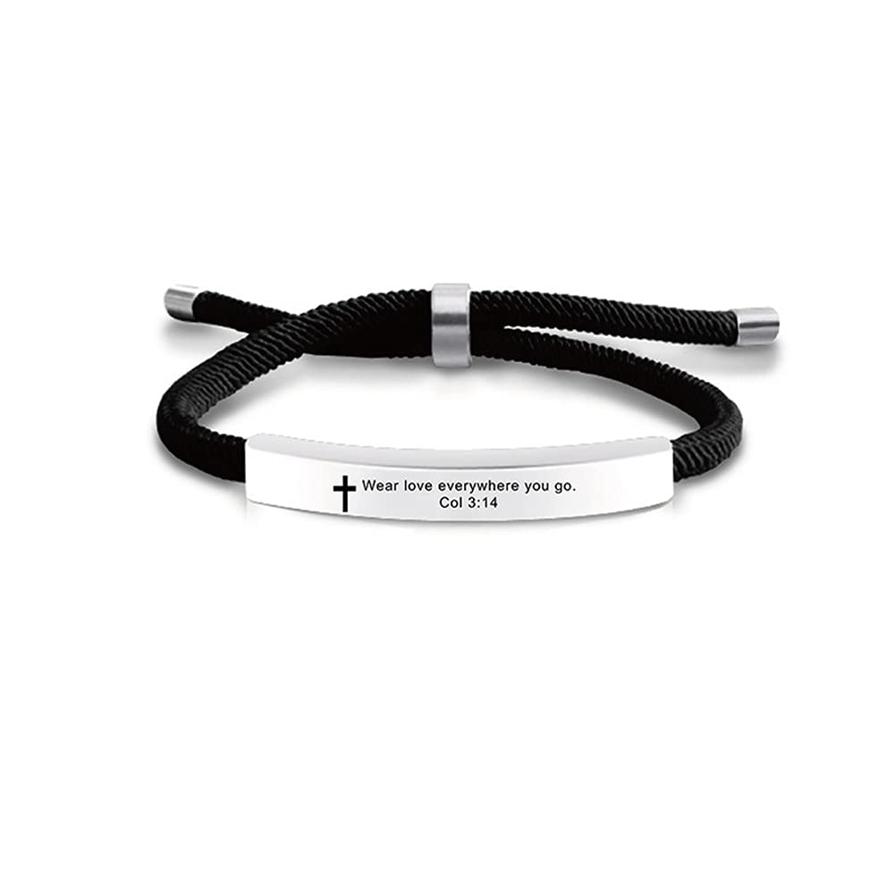 ZKXXJ Adjustable Bible Verse Bracelet - Stainless Steel Faith Jewelry for Baptism & Communion Gifts