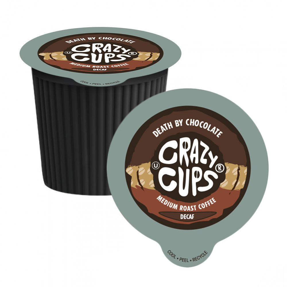 Crazy Cups Decaf Death by Chocolate Single Serve Coffee Pods - 22 Count Pack | Rich & Creamy Decaf Coffee for Keurig Brewers | Perfect for Office, Home & Gifting