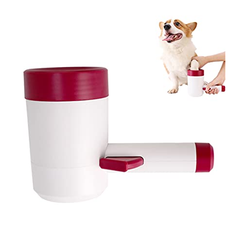 Portable Silicone Pet Paw Cleaner Cup - Dog & Cat Paw Washer with Brush for Muddy Feet - Grooming Tool for Dogs & Cats - Perfect Pet Owner Gift (Rose Red) - Ideal for Outdoor Adventures, Travel, and Post-Walk Cleaning