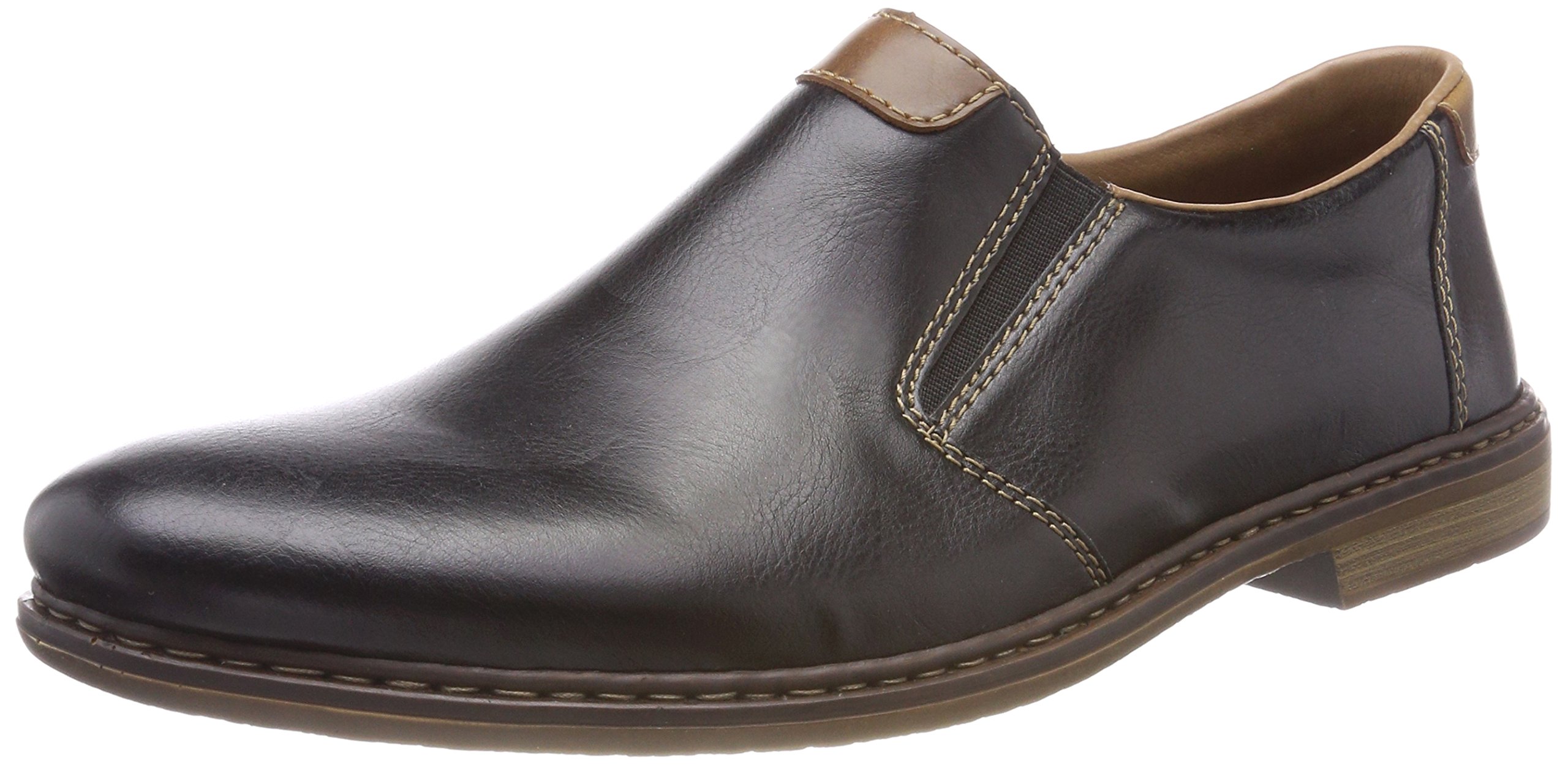 Rieker Men's 13468 Comfortable Slip-On Loafers - Black (Schwarz/Mogano) | Casual & Business Shoes for Office, Travel & Everyday Wear