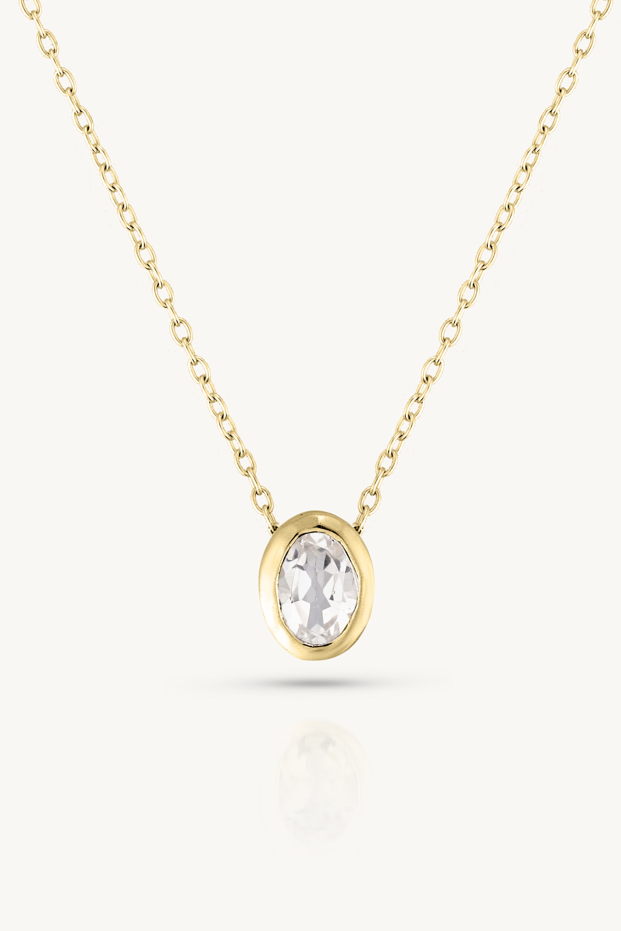 April Topaz Gold Oval Birthstone Necklace for Women - Elegant Dainty Pendant Jewelry Gift for Birthday, Anniversary & Special Occasions