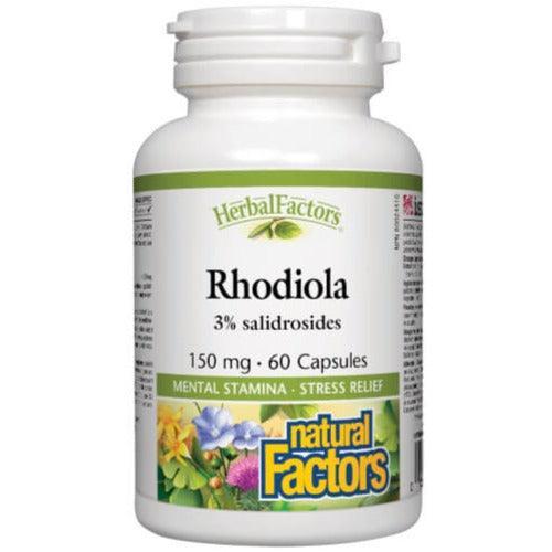 Natural Factors Rhodiola Rosea 150mg - 60 Capsules for Stress Relief, Energy & Mental Focus - Adaptogenic Herbal Supplement for Workout, Study & Daily Stress Support