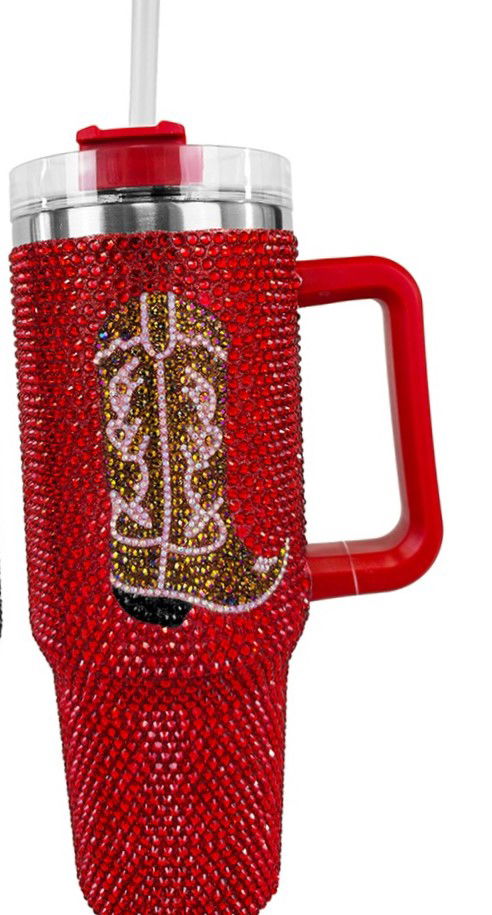 Western Cowboy Rhinestone Bling Tumbler Cup - Stylish Insulated Travel Mug for Coffee, Tea & Cold Drinks - Perfect for Rodeo, Country Parties & Western Themed Events