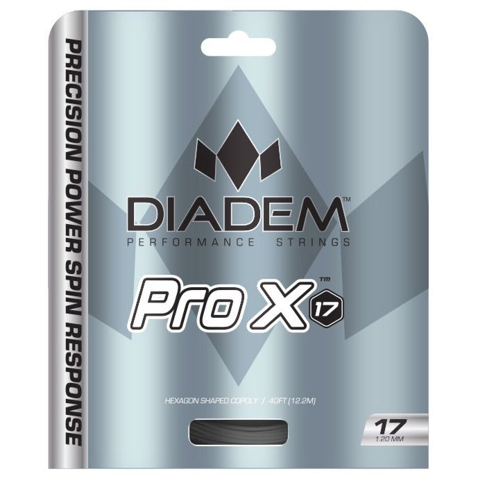 Diadem Pro X 17/1.20 Tennis String (Silver) | High-Performance Polyester Tennis String for Spin & Control | Perfect for Competitive Players & Tournament Play