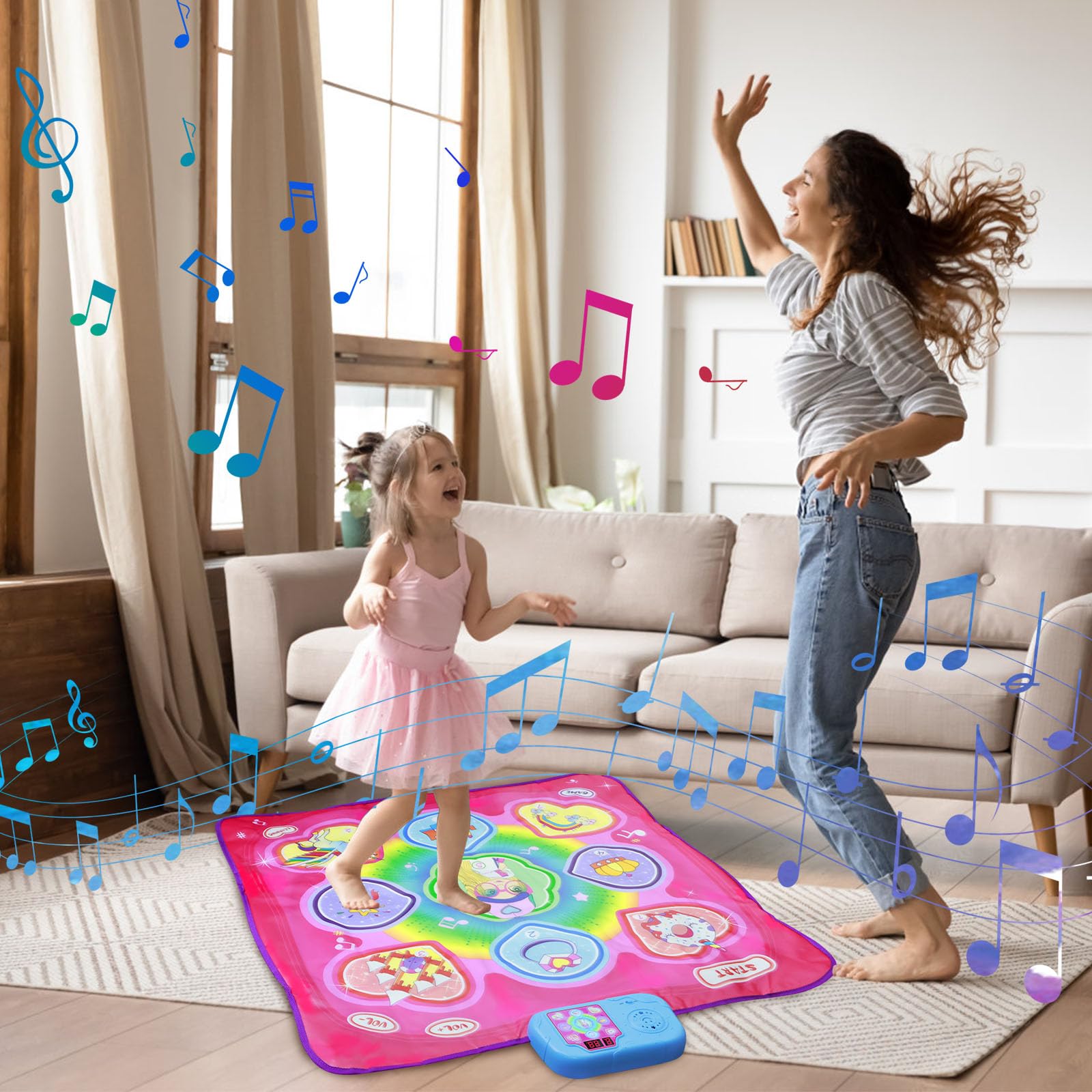 Rzvnmko Dance Mat 3 Game Modes Electronic Dance Pad for Kids | Educational Dancing Challenge Toy with Built-in Music | Portable Fun Dance Play Mat for Boys & Girls 3+ Years | Perfect for Home, Parties & Indoor Activities