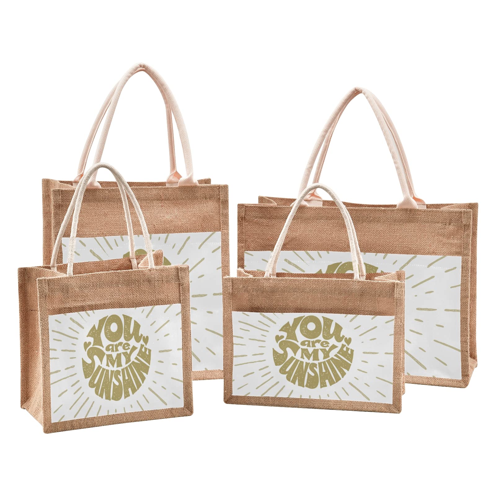 You Are My Sunshine Jute Tote Bag - Eco-Friendly Women's Handbag for Grocery Shopping, Beach, Travel & Wedding | Durable Cotton Tote with Handles for Everyday Use