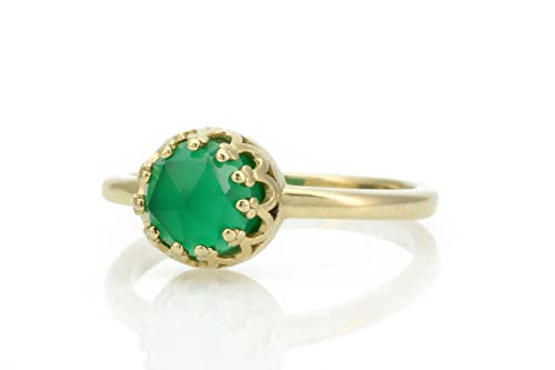 Vibrant Green Onyx Anemone Ring for Women - Handmade Stackable Engagement, Promise & Anniversary Ring - Elegant Ladies Jewelry with Gift Box - Perfect for Weddings, Date Nights & Special Occasions