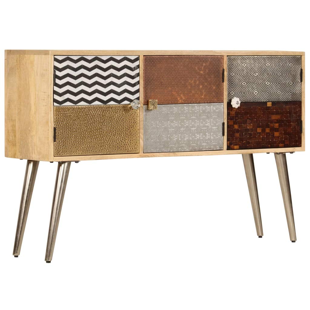 Modern Wooden Sideboard Buffet Cabinet with 3 Patterned Doors - Storage Cupboard & Console Table for Dining Room, Living Room, Kitchen - Perfect for Home Organization & Entertaining (Brown)