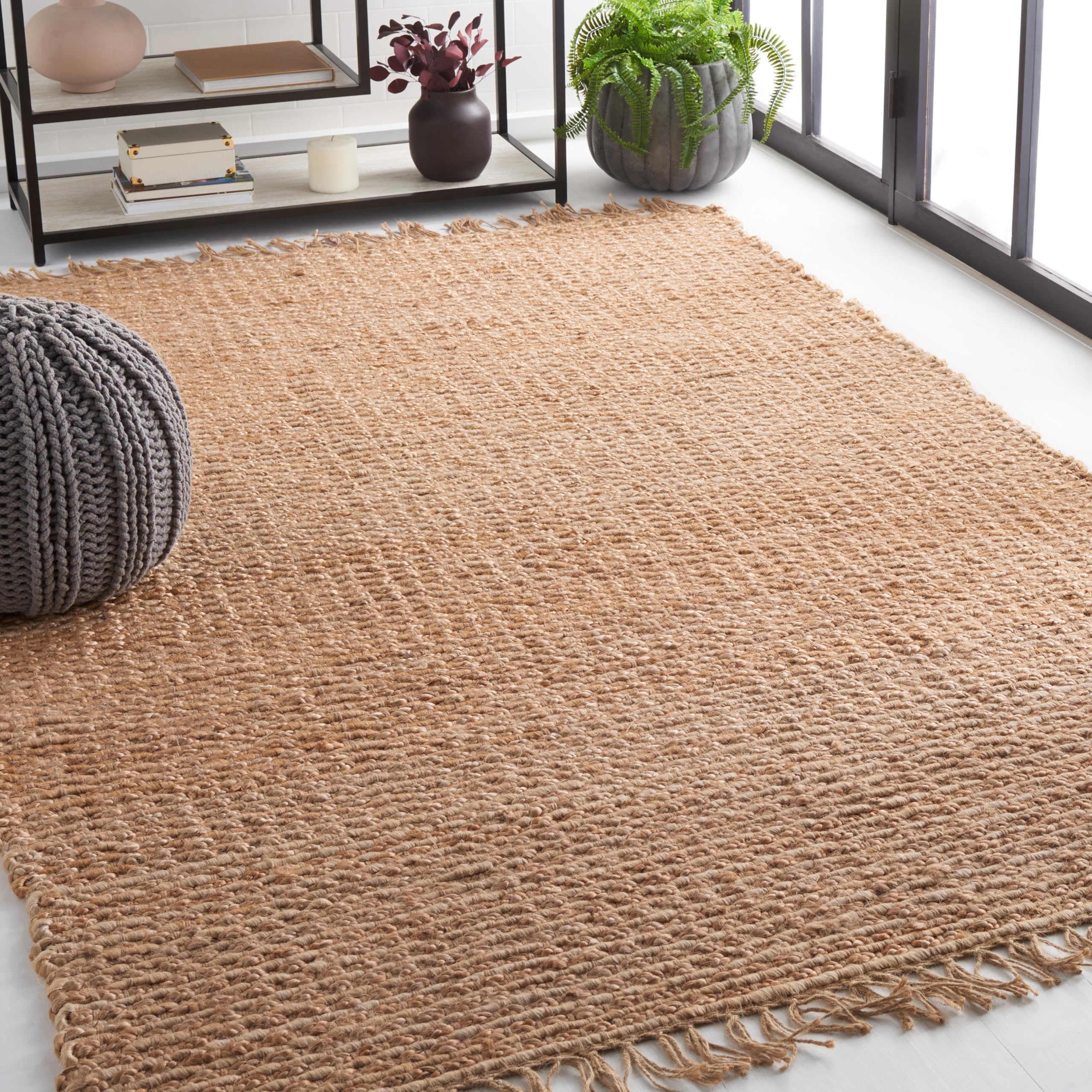 SAFAVIEH Handmade Jute Area Rug 5' x 8' - Natural Fiber Collection for Living Room & Bedroom | Durable & Stylish Floor Covering for High Traffic Areas | Eco-Friendly Home Decor (NF466A)