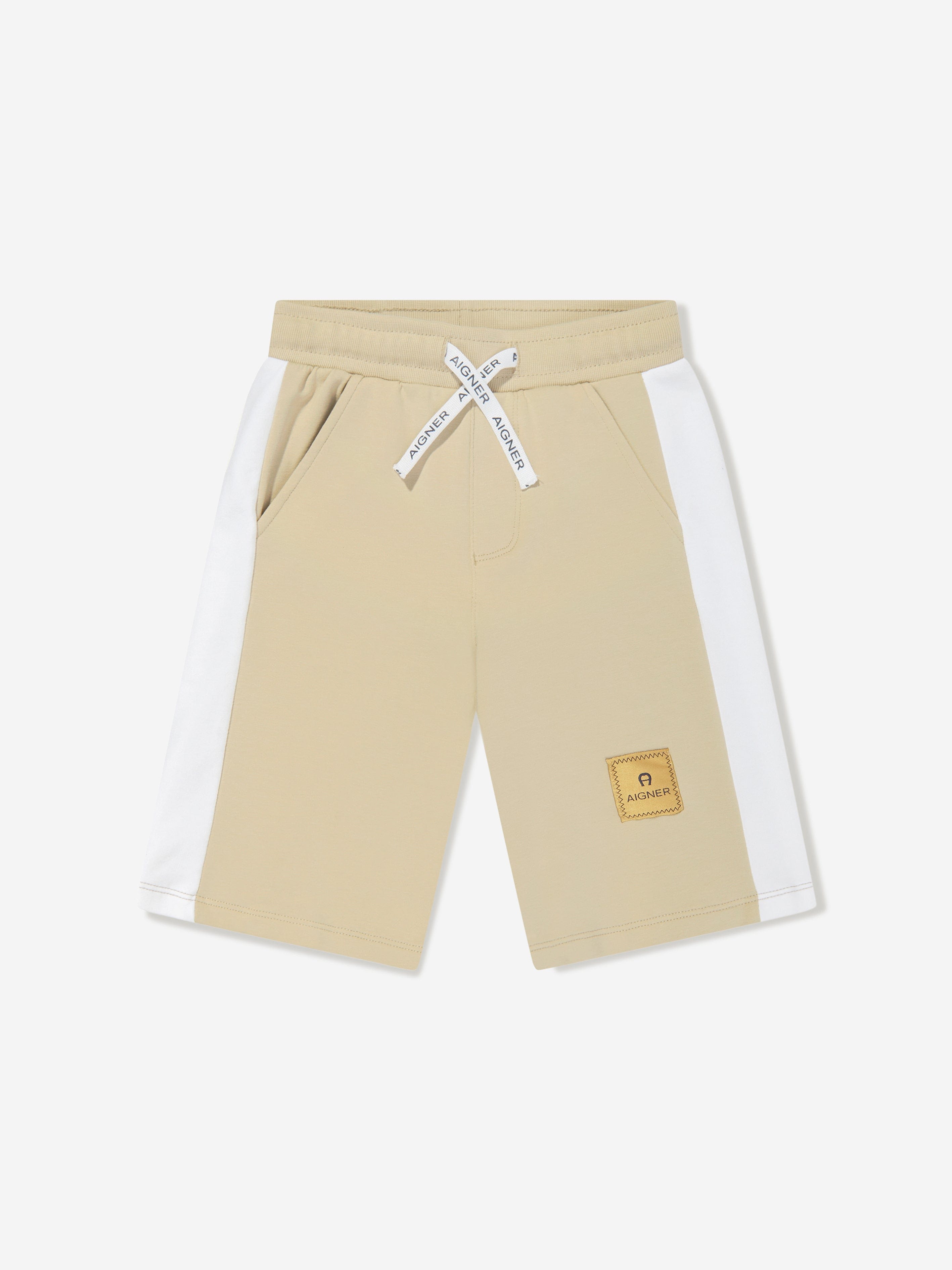 Aigner Boys Logo Bermuda Shorts in Beige - Comfortable Casual Summer Shorts for Kids, Perfect for Outdoor Play, Beach & Vacation