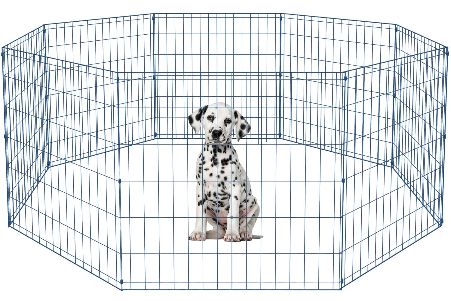 Foldable Metal Dog Playpen - 8 Panel Adjustable Pet Exercise Pen for Puppies & Dogs (24