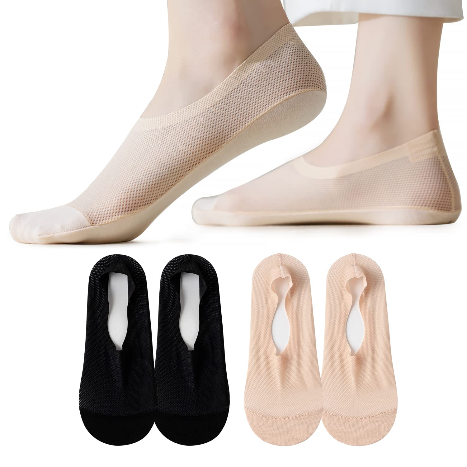 Women's No Show Socks - Low Cut Invisible Cotton Liner Socks with Breathable Mesh for Sneakers & Boat Shoes | Comfortable Hidden Socks for Everyday Wear