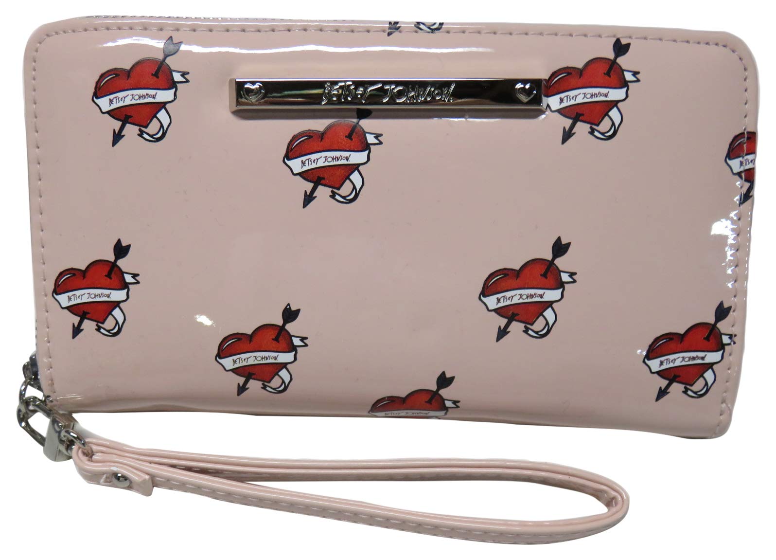 Betsey Johnson Women's Wristlet Wallet - Stylish Pink Heart Design Clutch Purse for Credit Cards & Cash | Perfect for Parties, Date Nights & Everyday Use