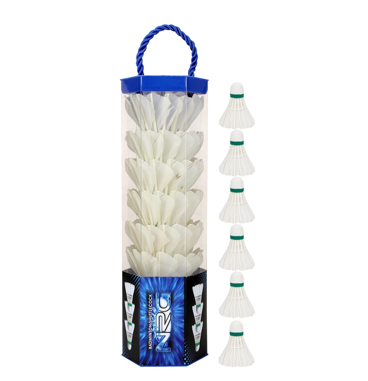Premium NRG Feather Plastic Badminton Shuttlecocks - Pack of 6 (White) | High Durability & Consistent Flight for Training & Competitive Play | Perfect for Indoor/Outdoor Badminton Games