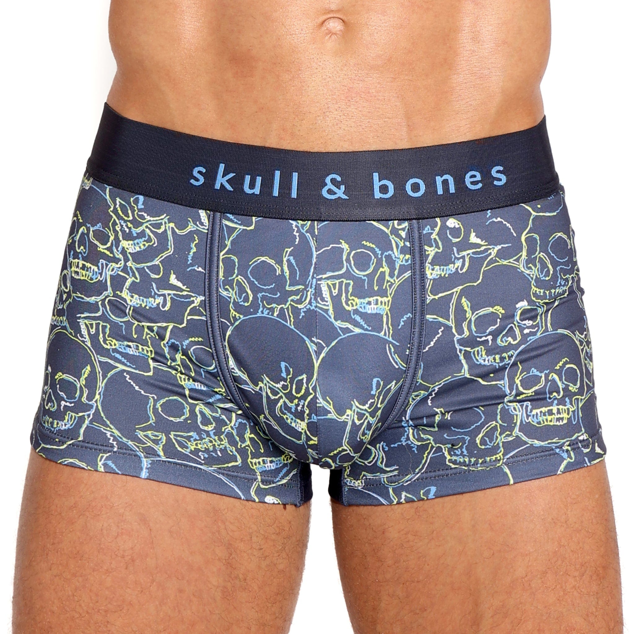 Outline Tossed Skulls Swim Trunks for Men - Trendy Beach Shorts for Swimming, Surfing & Summer Vacations