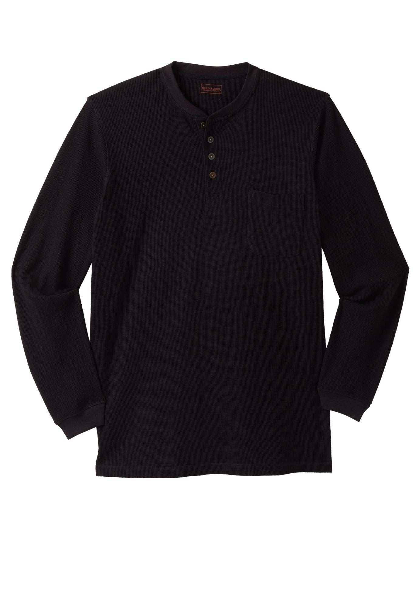 Boulder Creek by Kingsize Men's Big & Tall Thermal Waffle Henley Shirt with Pocket - Long Sleeve Underwear Top for Cold Weather & Layering