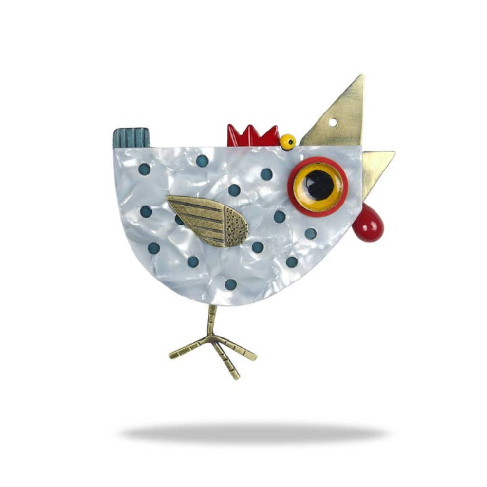 Vintage Big Chicken Brooch - Handmade Rooster Pin by Chickenscratch - Perfect for Jackets, Hats & Denim Outfits