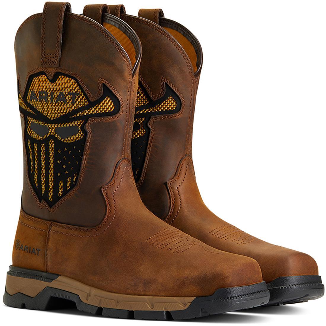 Rebar Flex VentTEK Incognito Soft Toe Western Boot - Dark Earth Work Boots for Men | Comfortable & Durable for Construction, Ranch Work & Outdoor Activities
