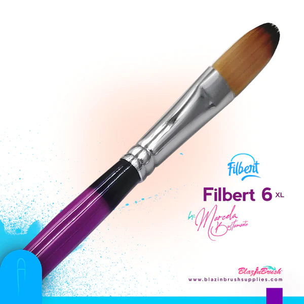 Blazin Brush Filbert 6 XL - Professional Artist Paint Brush for Oil & Acrylic Painting - Perfect for Canvas, Wood & Fabric Art Projects
