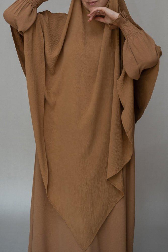 One Layer Khimar in Brown - Modest Muslim Prayer Scarf for Women - Perfect for Daily Wear, Prayer & Special Occasions