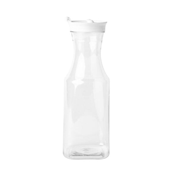 34oz Clear Square Plastic Pitcher with White Lid - BPA Free, Leak Proof Water Jug for Iced Tea, Lemonade & Cold Brew - Perfect for Parties, Picnics & Outdoor Activities (1 Pack)