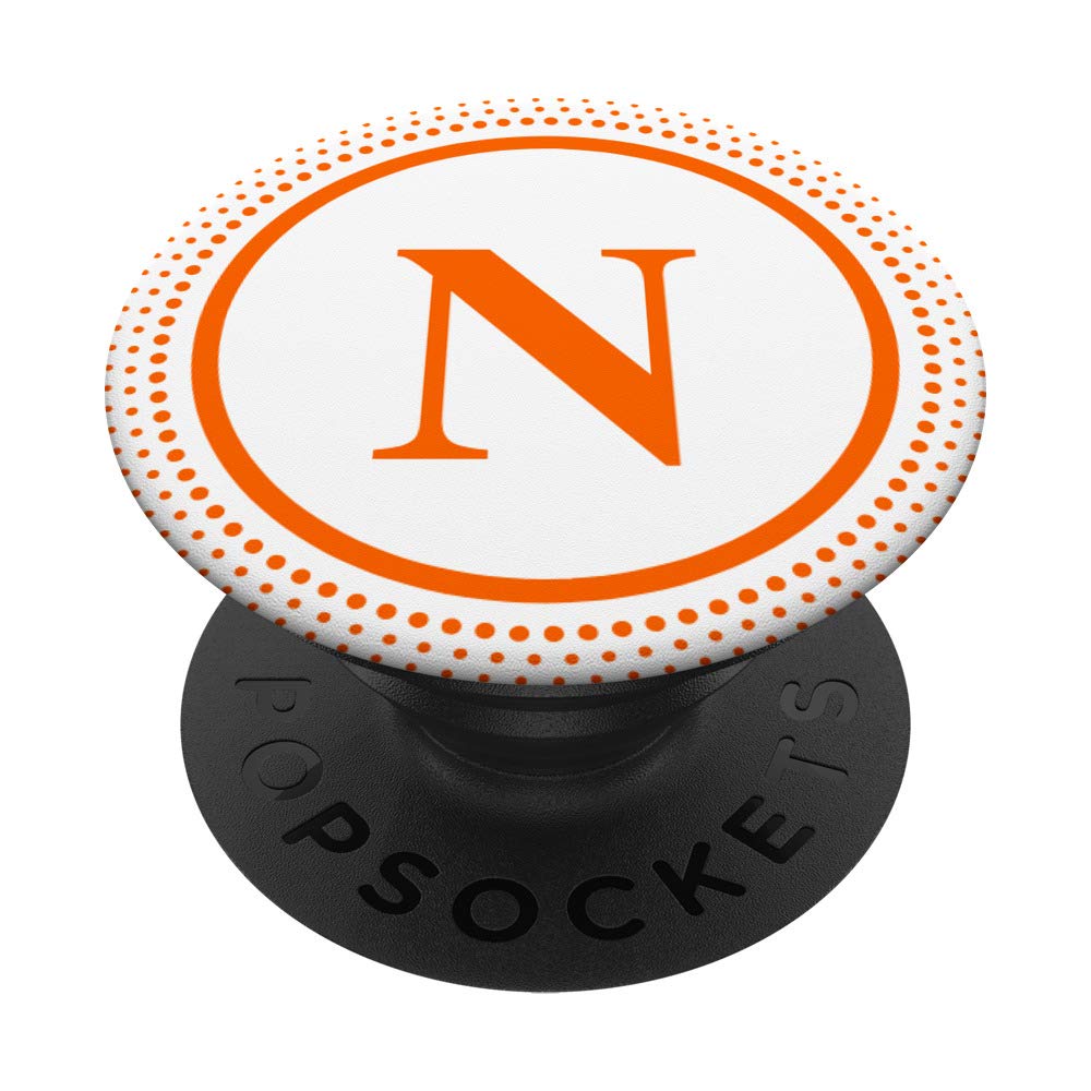 Monogram PopSockets Grip & Stand in Blaze Orange - Initial Letter N Design for Phones & Tablets | Perfect for Home, Office, and Travel Use
