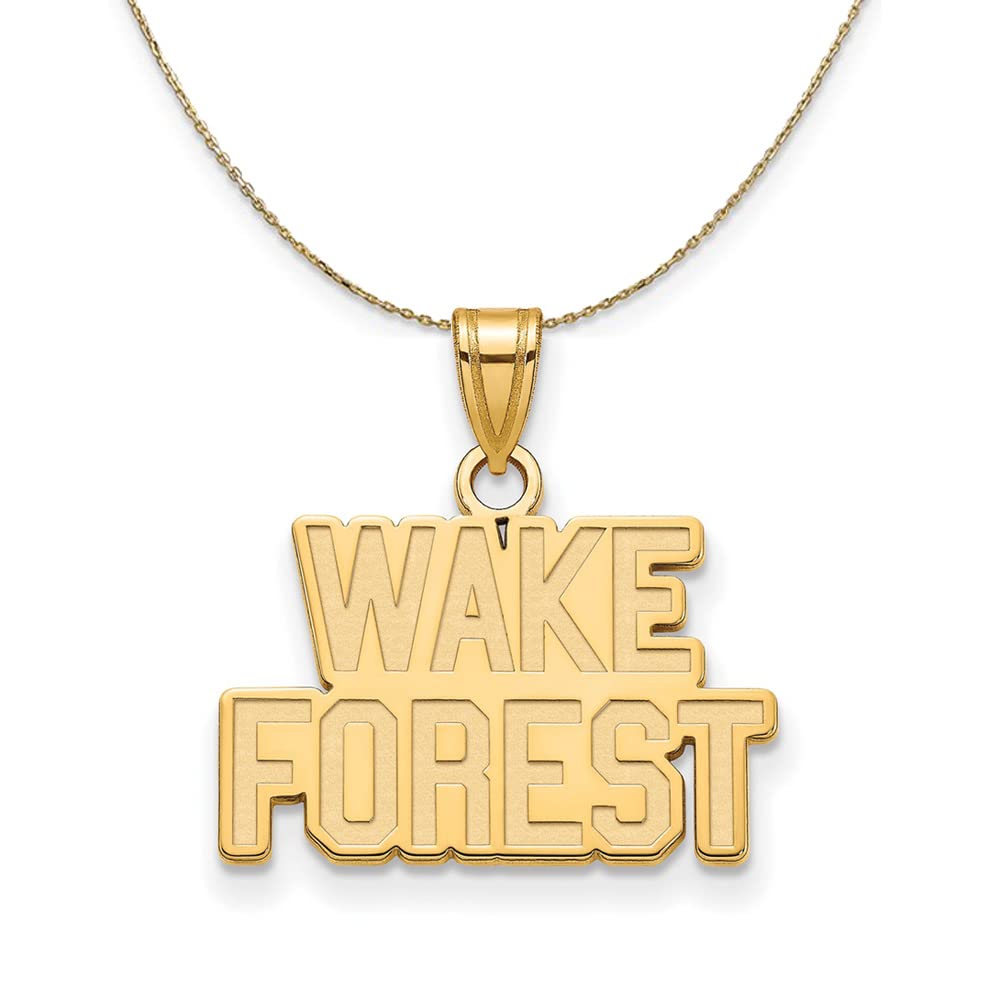 14k Yellow Gold Wake Forest University WF Mascot Necklace - Black Bow Design, Perfect for Graduation Gifts & Alumni Pride