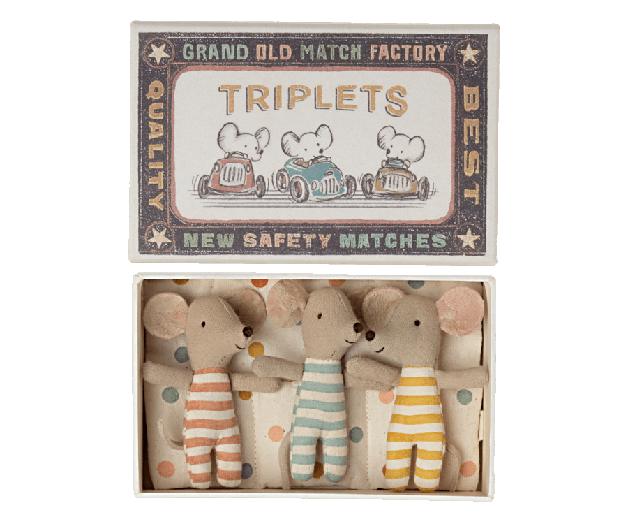Adorable Baby Mice Triplets in Miniature Matchbox - Perfect for Dollhouse Decor, Fairy Gardens & Unique Gift Ideas