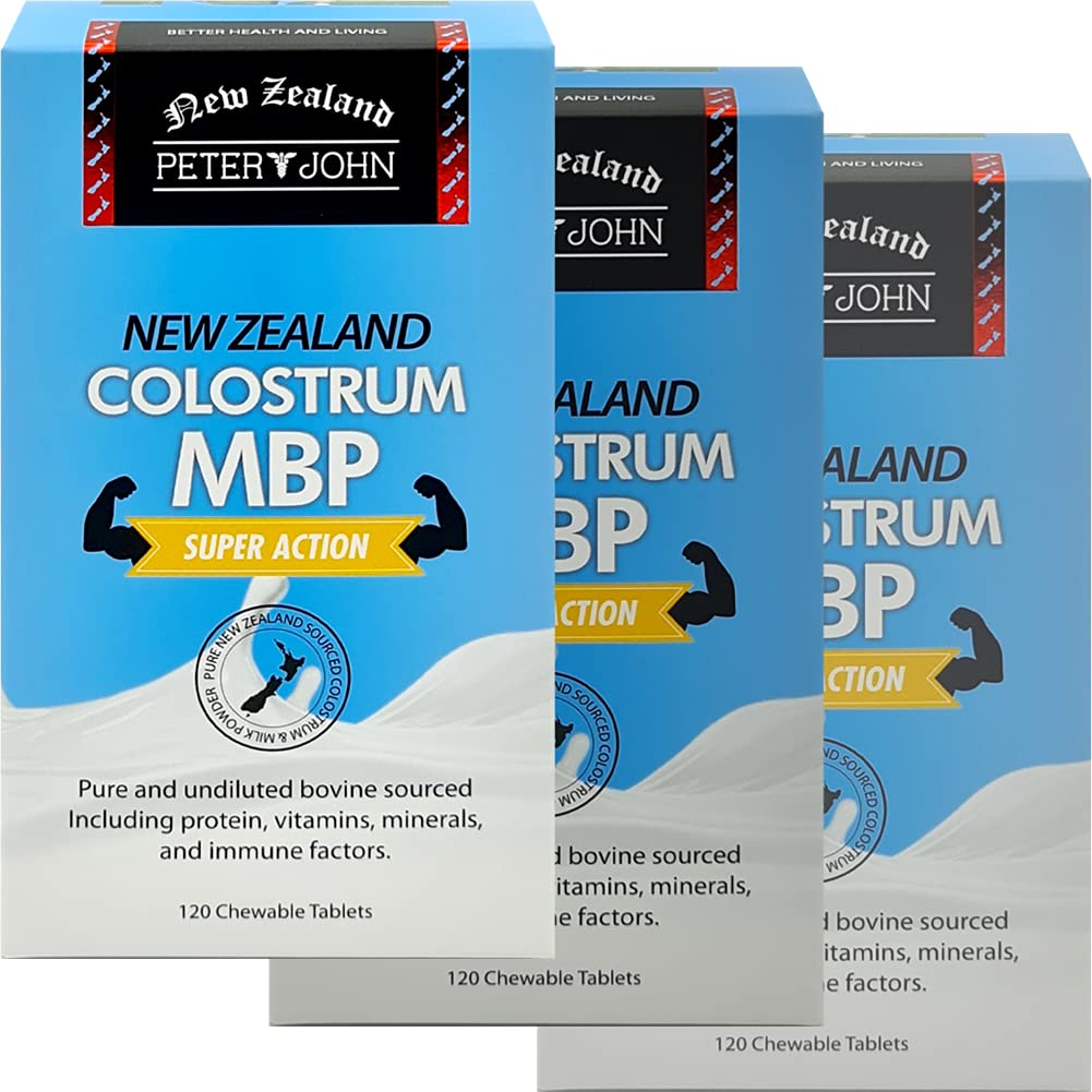 Peter John New Zealand Colostrum Super Action 120 Chewable Tablets (3 Pack) - Immune Support & Wellness Boost for Adults & Kids - Perfect for Travel, Work & Daily Health Maintenance