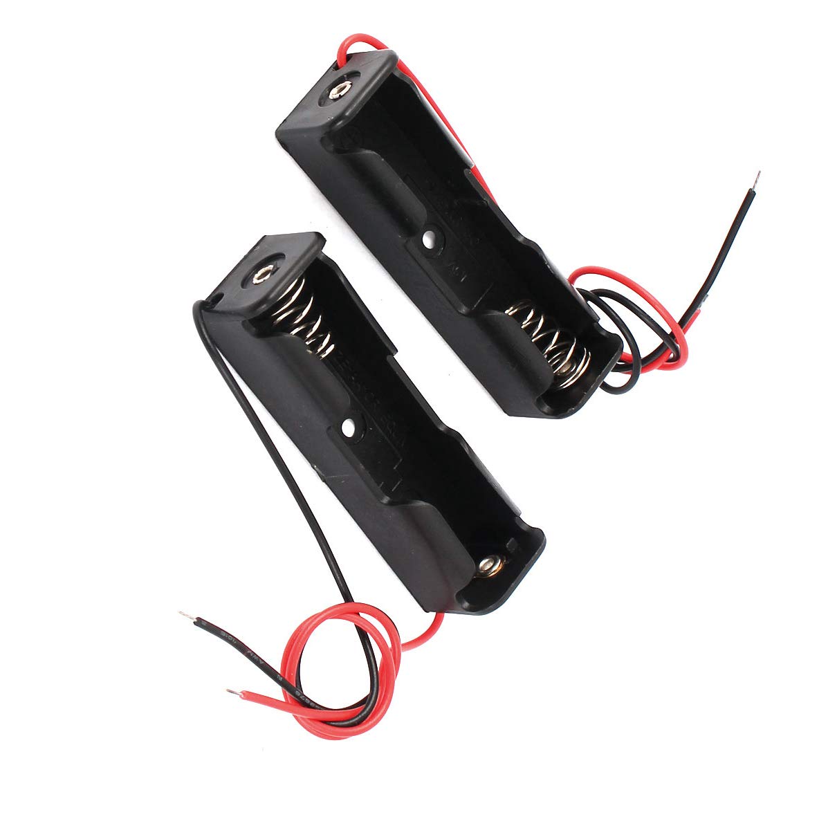 2-Pack Black Plastic Spring Battery Holder for 1.5V AA Batteries - Secure Storage Case for Home, Office & DIY Electronics Projects