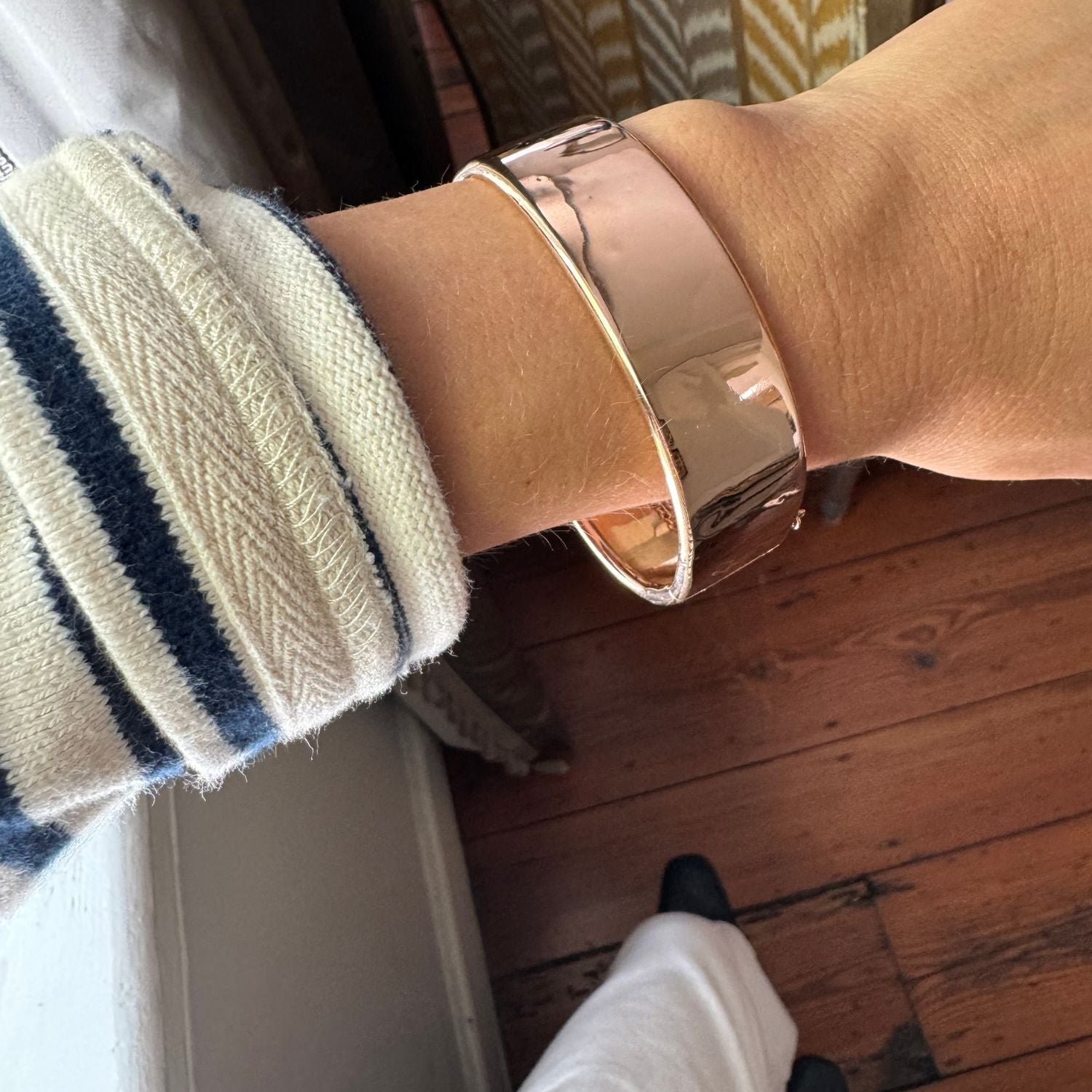 Vintage Old Mine Cut Diamond 18K Rose Gold French Bangle Bracelet - Elegant Jewelry for Weddings, Anniversaries & Special Occasions