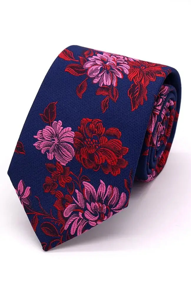 LA Smith Large Flower Woven Polyester Tie and Handkerchief Set for Wedding, Groom, Bridal Party - Perfect for Formal Events, Prom, and Special Occasions