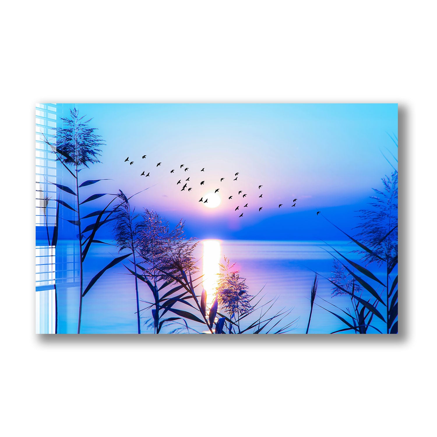 Sunset Seaside Wall Art - Coastal Beach Decor for Living Room, Bedroom & Office - Ocean Sunset Painting for Home & Vacation House Decor
