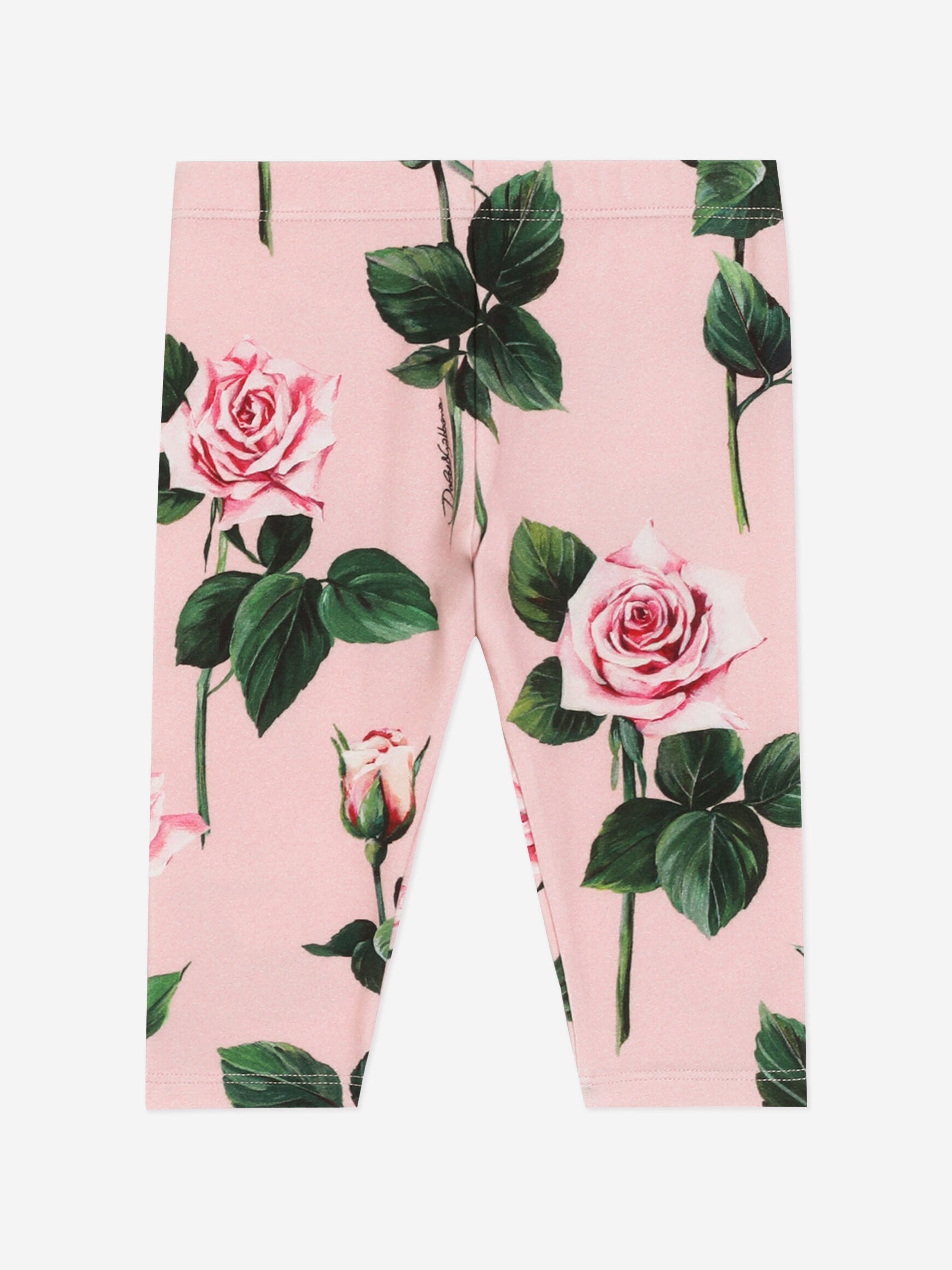 Pink Rose Print Baby Girls Leggings - Soft & Stretchy Toddler Leggings for Playtime, Daycare & Everyday Wear
