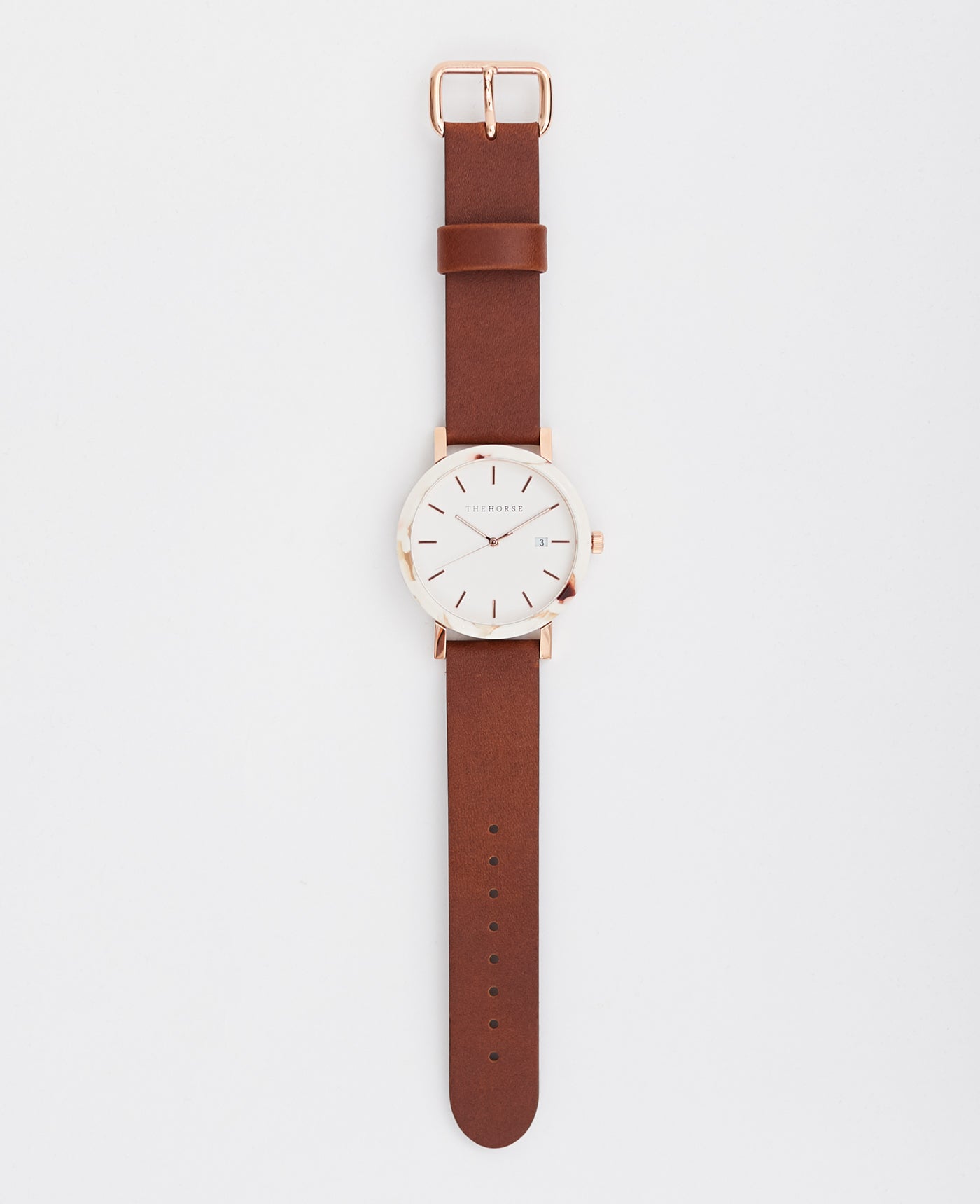Premium Resin Watch with White Nougat Case, White Dial & Tan Leather Strap - Perfect for Casual, Business & Everyday Wear