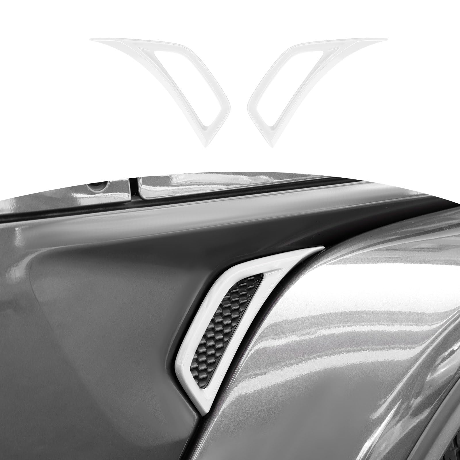 Jeep Wrangler JL JLU & Gladiator JT Side Fender Vent Decal Trim Cover - RT-TCZ White Exterior Accessories (2-Piece Set) | 2018-2024 Models | Off-Road Style Upgrade & Protection
