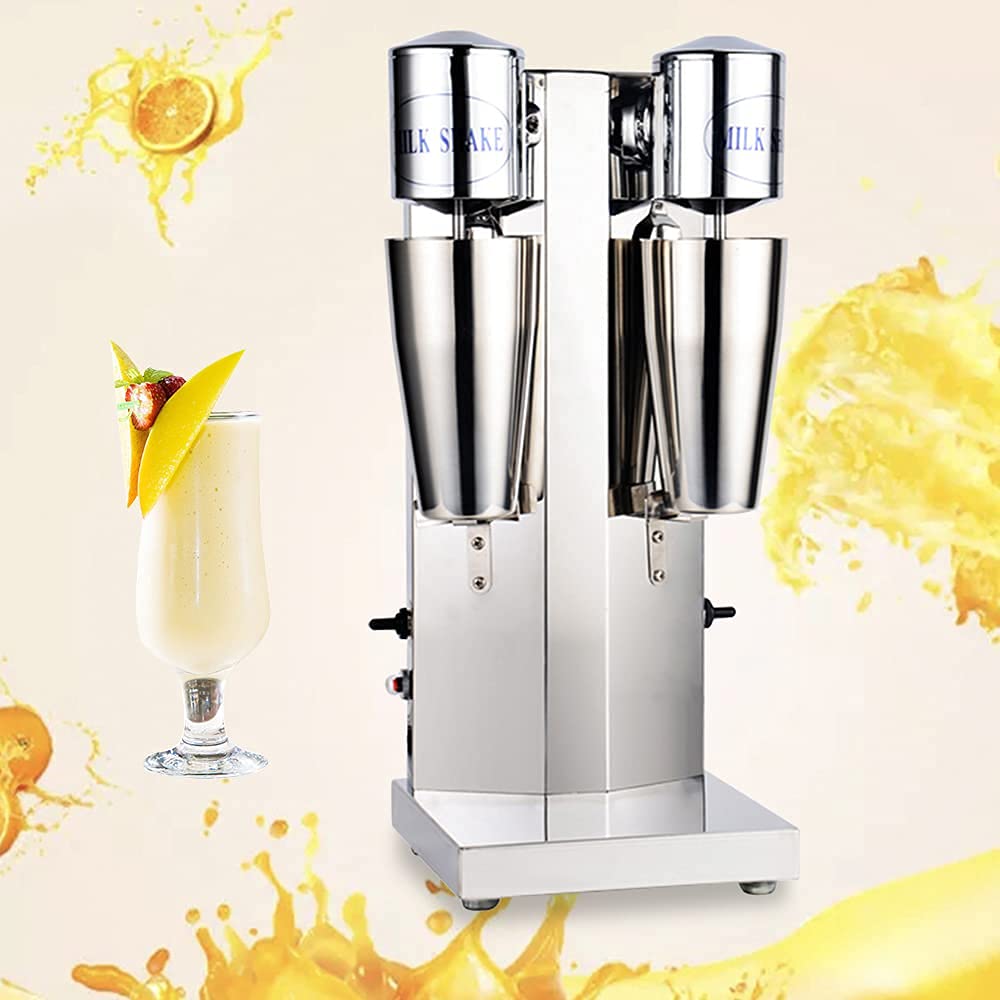 Commercial Stainless Steel Electric Drink Mixer Machine - 110V 360W Double Head Blender for Smoothies, Malt, Ice Cream & Beverages | Perfect for Restaurants, Cafes & Bars