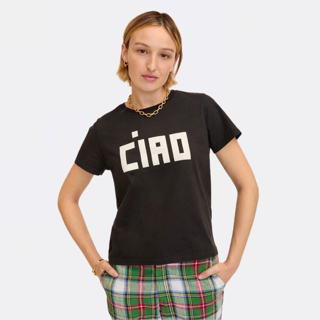 Block Ciao Classic T-Shirt for Men & Women | Soft Cotton Crewneck Tee in Black | Perfect for Casual Wear, Street Style & Everyday Outfits