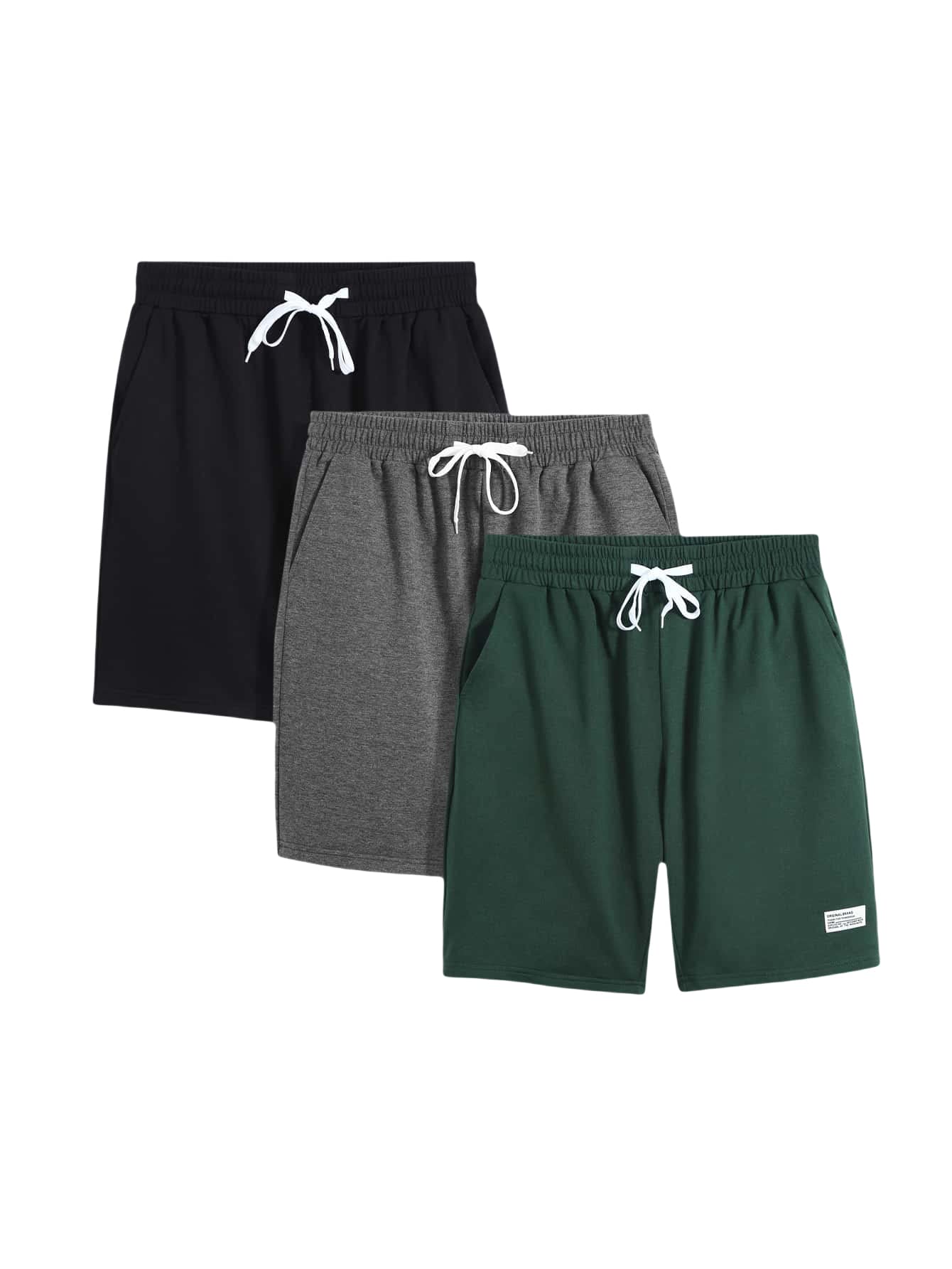 Romwe Men's 3-Piece Athletic Shorts Set - Breathable Workout Joggers & Track Shorts with Drawstring Waist & Pockets - Gym, Running, Basketball & Casual Wear