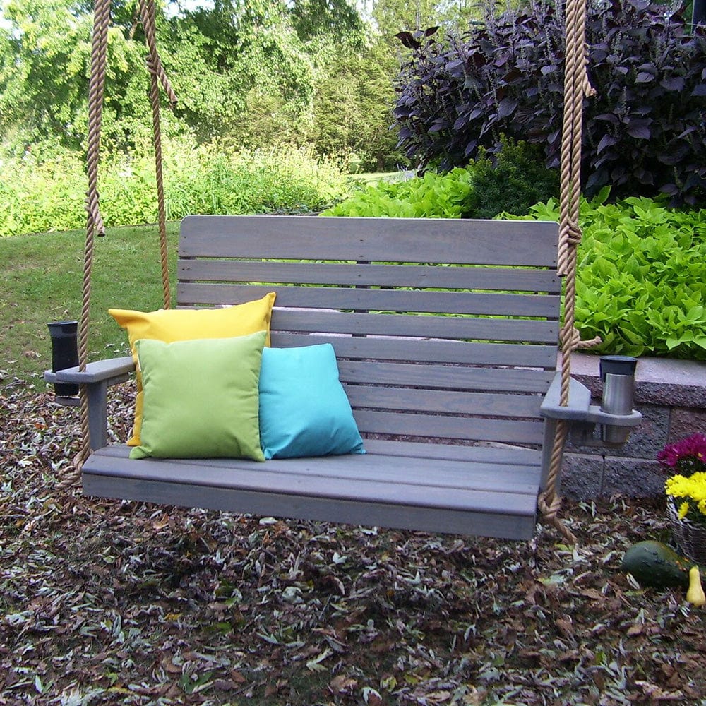 Keystone Amish Co. 6 Foot Salem Pressure Treated Wooden Porch Swing with Mushroom Stain - Outdoor Patio, Garden & Backyard Relaxation Swing for Decks & Porches