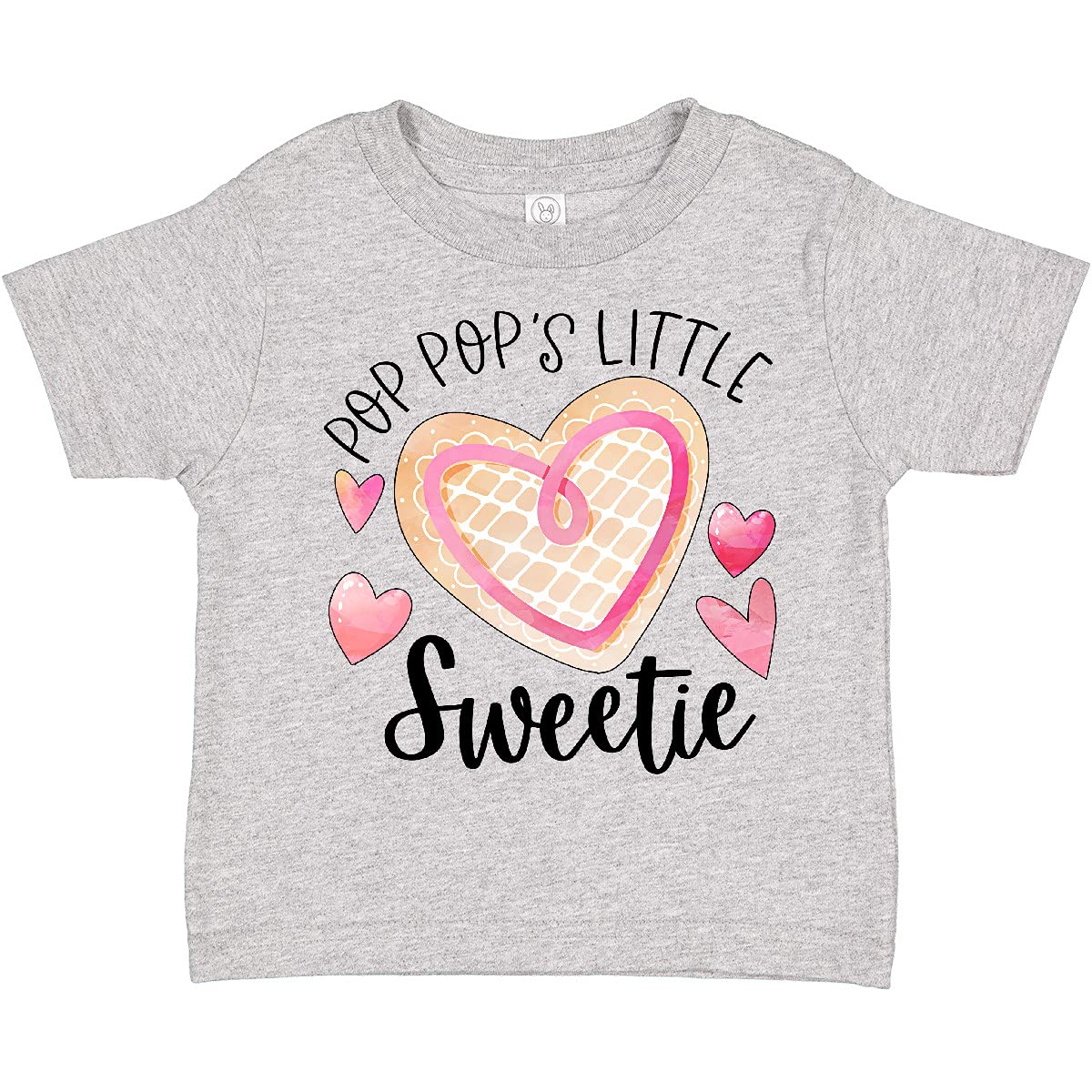 Inktastic Pop Pop's Little Sweetie Pink Heart Cookie Toddler T-Shirt - Cute Baby Girl Outfit for Grandparents Day, Family Photos & Casual Wear
