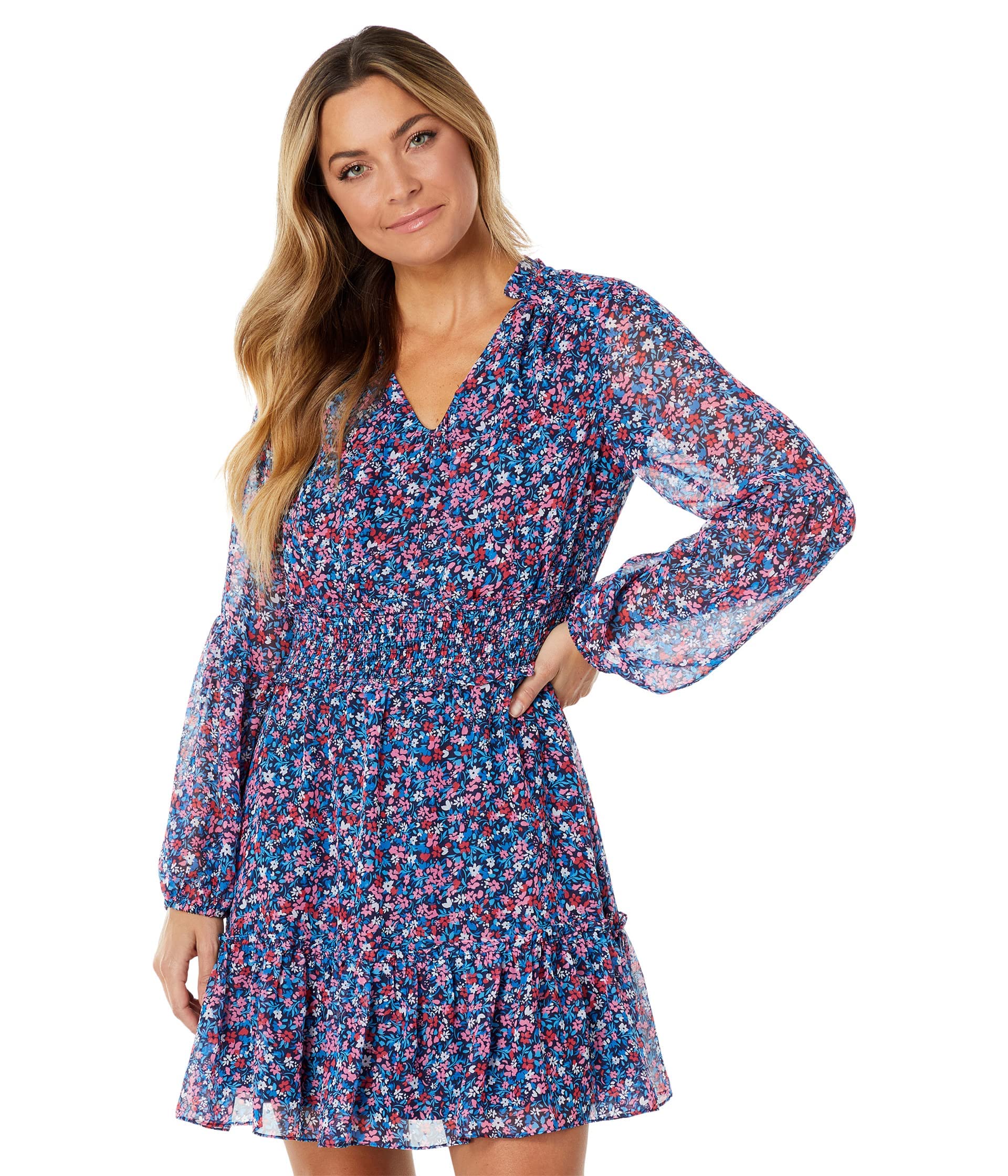 Draper James Smocked Waist Shirtdress - Floral Print Cotton Dress for Women | Perfect for Brunch, Garden Parties & Summer Weddings