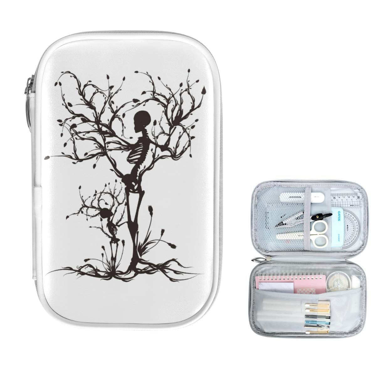 ZZKKO Sugar Skull Tree Zipper Pencil Case - Cute Pencil Holder Organizer for School, Office & Travel - Stationery, Cosmetic & Makeup Bag Pouch for Women & Teens - Perfect for Backpack, Laptop Bag & Gift Giving