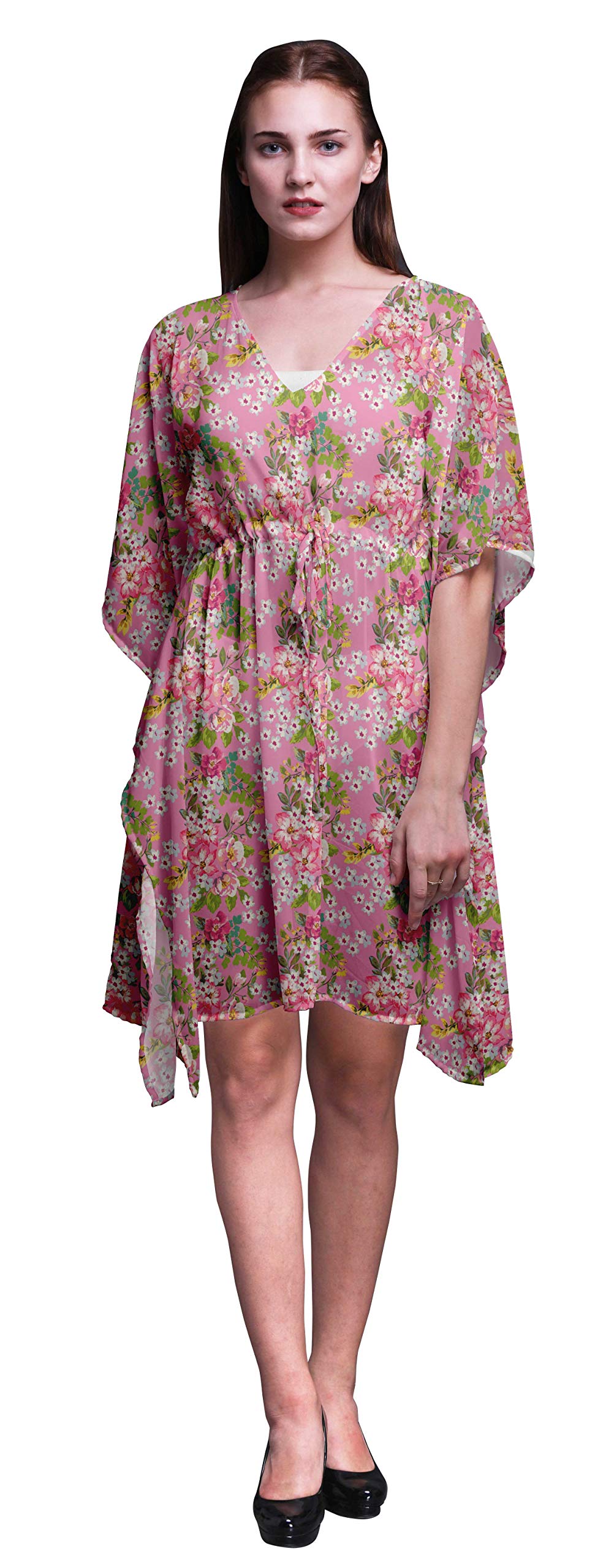 Bimba Women's Short Caftan Midi Dress - Beach Cover Up, Swimwear Wrap, Boho Kaftan for Summer Vacation & Poolside Relaxation