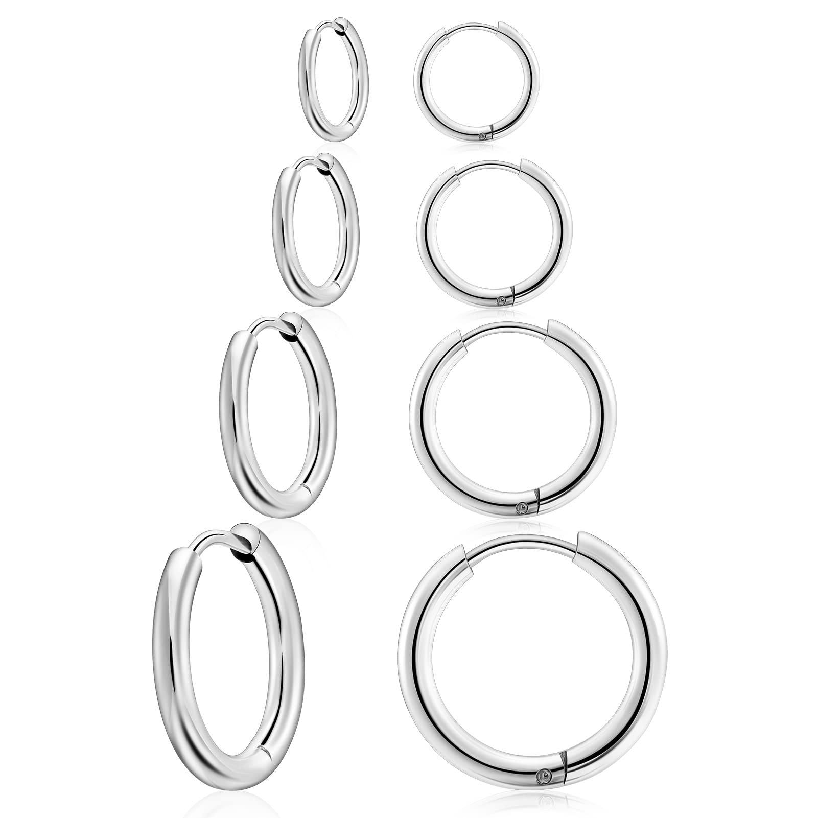 14K Gold Plated Small Huggie Hoop Earrings for Women & Men - 8mm,10mm,12mm,14mm Stainless Steel Cartilage Earrings Set - Perfect for Everyday Wear, Gifts & Special Occasions