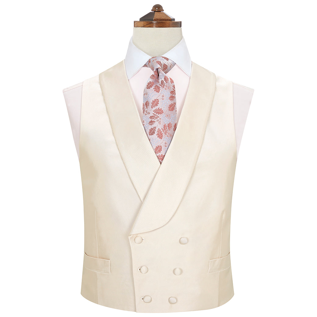 Luxury Hudson Ivory Grosgrain Silk & Cotton Waistcoat Vest for Men - Perfect for Weddings, Formal Events & Business Occasions