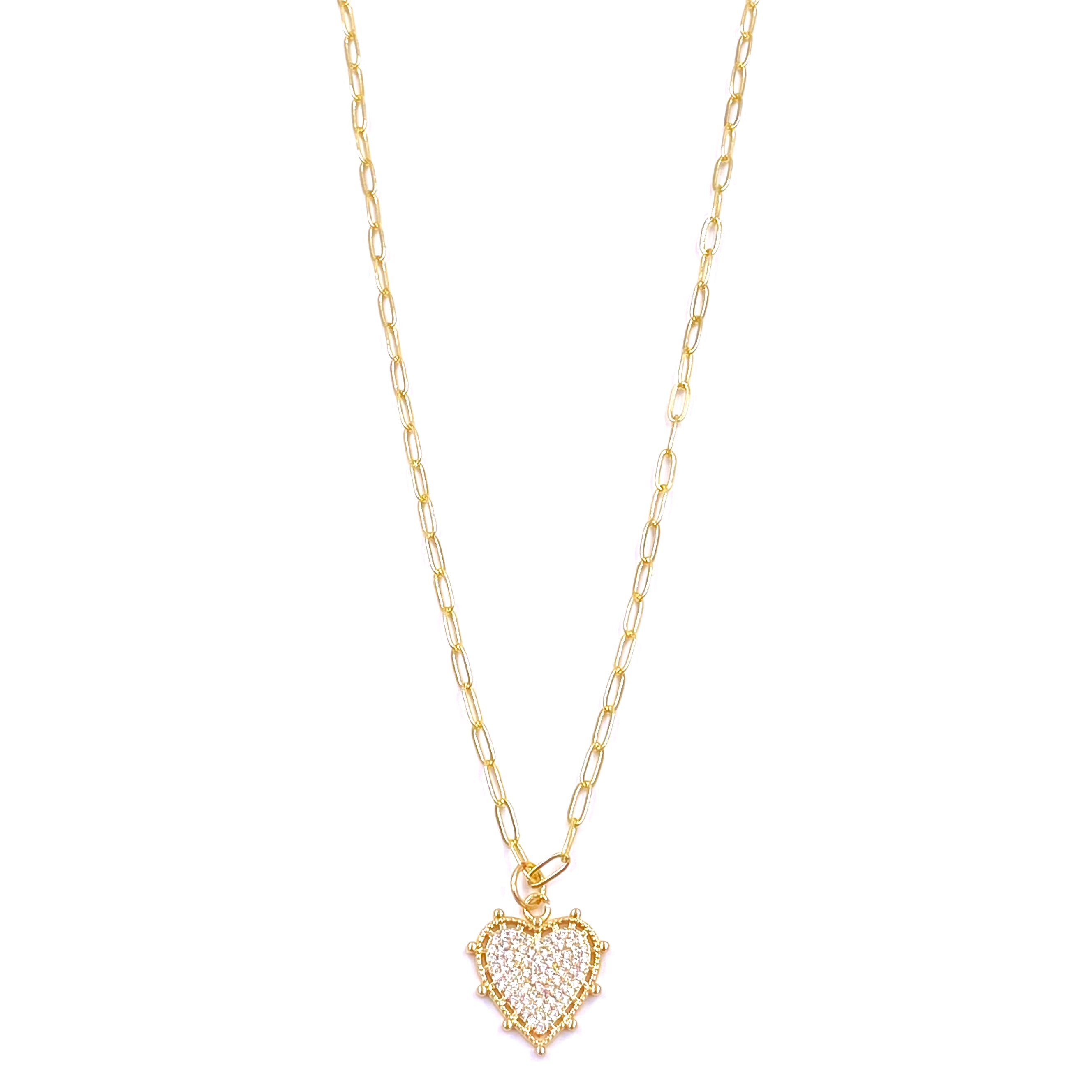 Ashley Gold Stainless Steel Gold Plated Small CZ Heart Charm Necklace for Women - Elegant Cubic Zirconia Pendant Jewelry Gift for Valentine's Day, Anniversary & Special Occasions